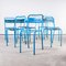 French Stacking Outdoor Chairs in Blue Metal from Tolix, 1950s, Set of 8 9