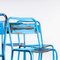 French Stacking Outdoor Chairs in Blue Metal from Tolix, 1950s, Set of 8 3