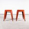 French Café Dining Stools in Red Metal from Tolix, 1950s, Set of 2, Image 4