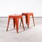 French Café Dining Stools in Red Metal from Tolix, 1950s, Set of 2 1