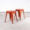 French Café Dining Stools in Red Metal from Tolix, 1950s, Set of 2, Image 1
