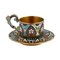 Art Nouveau Russian Silver and Enamel Cup and Saucer, Set of 2 1