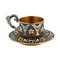 Art Nouveau Russian Silver and Enamel Cup and Saucer, Set of 2, Image 1