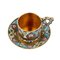 Tazze e piattino Art Nouveau in argento e smalto, Russia, set di 2, Immagine 4