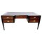 Mid-Century Modern Schreibtisch aus Holz, Leder und Messing, 1950er 1