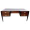 Mid-Century Modern Wood Leather and Brass Wooden Desk, 1950s 1