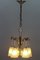 Art Deco French Brass Five-Light Chandelier with White Glass by Degué, 1930s 5