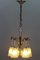 Art Deco French Brass Five-Light Chandelier with White Glass by Degué, 1930s, Image 5