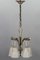 Art Deco French Brass Five-Light Chandelier with White Glass by Degué, 1930s, Image 6