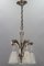 Art Deco French Brass Five-Light Chandelier with White Glass by Degué, 1930s, Image 19