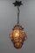 Italian Venetian Amber Smoke Coloured Clear Murano Glass Caged Hanging Lantern, 1950s 2