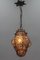 Italian Venetian Amber Smoke Coloured Clear Murano Glass Caged Hanging Lantern, 1950s 3