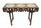 Chinese Hardwood Console Table with Cloisonne Porcelain Plates, 1920s, Set of 4, Image 2