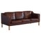 Mid-Century Brown Leather Three Seater Sofa by Hurup Møbelfabrik, 1960s 1