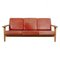 GE-290 Three-Seater Sofa in Patinated Red Aniline Leather by Hans Wegner for Getama, 1990s 1