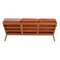 GE-290 Three-Seater Sofa in Patinated Red Aniline Leather by Hans Wegner for Getama, 1990s, Image 3