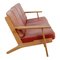 GE-290 Three-Seater Sofa in Patinated Red Aniline Leather by Hans Wegner for Getama, 1990s, Image 2