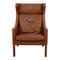 Wing Chair in Brown Leather by Børge Mogensen for Fredericia, Image 1