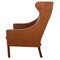 Wing Chair in Brown Leather by Børge Mogensen for Fredericia, Image 6