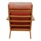 GE-290A Lounge Chair with Ottoman in Patinated Red Anilin Leather from Getama, 1990s, Set of 2 3