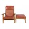 GE-290A Lounge Chair with Ottoman in Patinated Red Anilin Leather from Getama, 1990s, Set of 2 1