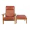 GE-290A Lounge Chair with Ottoman in Patinated Red Anilin Leather from Getama, 1990s, Set of 2, Image 1