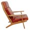 GE-290A Lounge Chair with Ottoman in Patinated Red Anilin Leather from Getama, 1990s, Set of 2 2