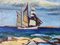 Sailing Blue, Années 1920, Grande Peinture à l'Huile, Encadrée 2