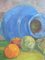 Blue Vase & Fruits, Oil on Board, Framed 4