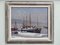 Barcos en el muelle, óleo sobre lienzo, enmarcado, Imagen 1