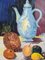Caffettiera e frutta, anni '50, Olio su tela, con cornice, Immagine 8