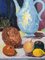 Caffettiera e frutta, anni '50, Olio su tela, con cornice, Immagine 4