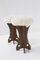 Brazilian Stool in Wood and Faux Fur, 1950s, Image 4