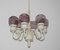 White with Pastel Purple Glass Model T-526 Chandelier by for Markaryd, Sweden, 1964 6