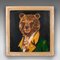 Artista inglés, retrato de oso pardo, pintura al óleo, años 70, enmarcado, Imagen 2