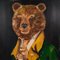 Artista inglese, ritratto di orso bruno, pittura ad olio, anni '70, Immagine 4