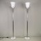 Vintage Floor Lamps with Marble Base, Chromed Plated Stem and White Glass Diffuser in the Style of Venini, 1970s, Set of 2 1