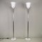 Vintage Floor Lamps with Marble Base, Chromed Plated Stem and White Glass Diffuser in the Style of Venini, 1970s, Set of 2, Image 1