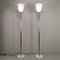 Vintage Floor Lamps with Marble Base, Chromed Plated Stem and White Glass Diffuser in the Style of Venini, 1970s, Set of 2 2