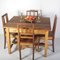 Folk Art Table and Chairs in Oak and Spruce Wood, 1920s, Set of 5 2