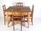 Folk Art Table and Chairs in Oak and Spruce Wood, 1920s, Set of 5 1