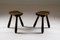 French Tripod Stools, 1930s, Set of 2, Image 1