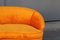 Italian Curved Sofa in Velvet Orange with Wooden Feet, 1950s 11