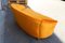 Sofá italiano curvado de terciopelo naranja con patas de madera, años 50, Imagen 7
