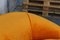 Italian Curved Sofa in Velvet Orange with Wooden Feet, 1950s 15