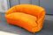 Italian Curved Sofa in Velvet Orange with Wooden Feet, 1950s 5