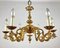 Vintage French Gilt Brass 6-Arm Chandelier, 1960s, Image 2