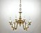 Vintage French Gilt Brass 6-Arm Chandelier, 1960s, Image 5