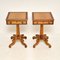 Antique Oak & Walnut Side Tables, 1890s, Set of 2 1