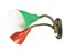 Red & Green Brass and Black Wood Adjustable Wall Lamp, 1960s, Image 2